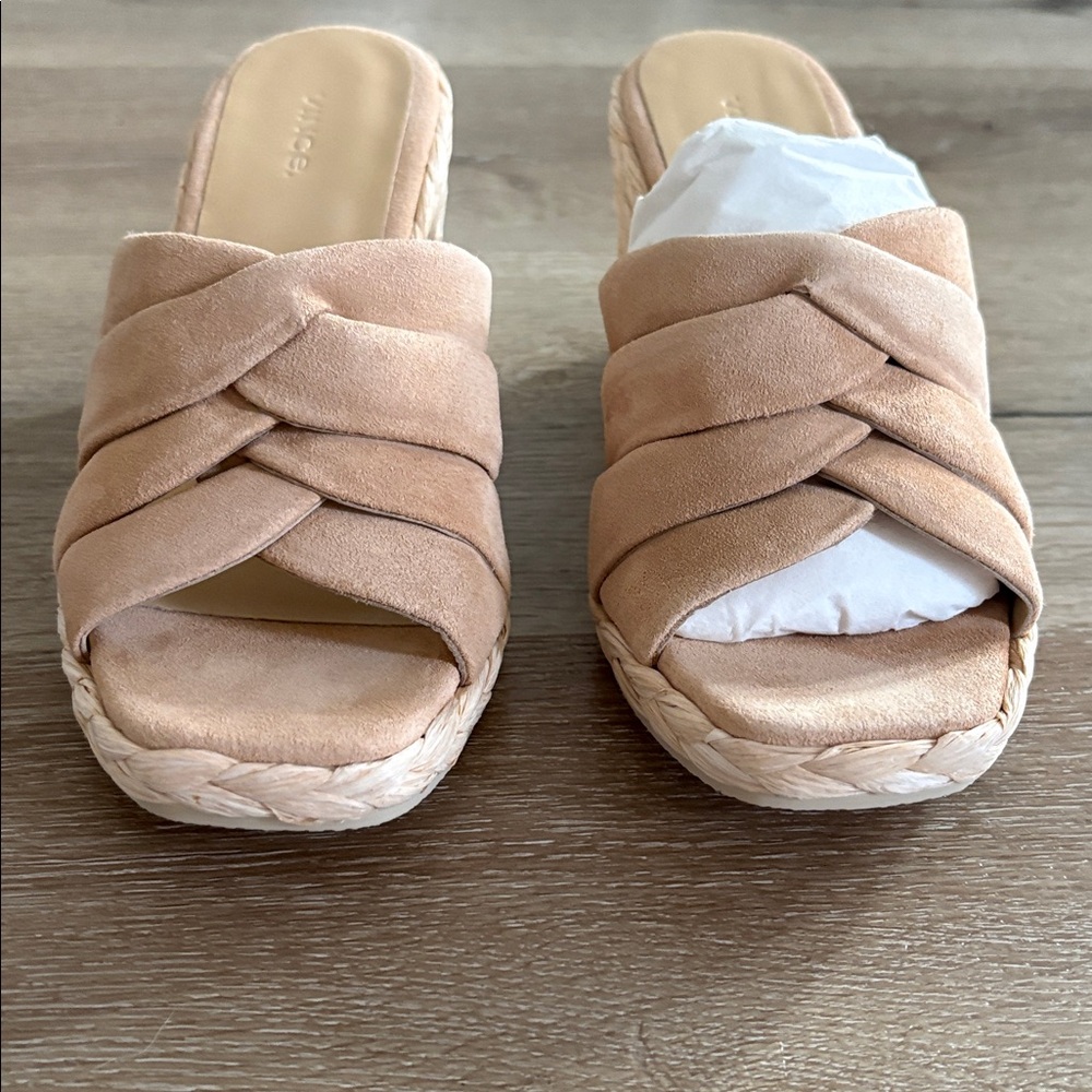 NEW [Vince] Gilian Suede Woven Wedge Heel Espadrille Padded Sandals Women’s 8 - Picture 9 of 13
